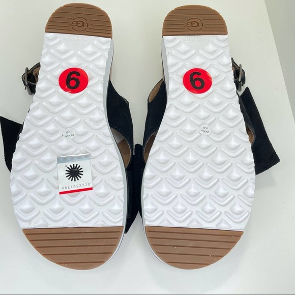 UGG Joanie Suede Bow Black Sandals Slingback Slippers Size 6 - Picture 8 of 12